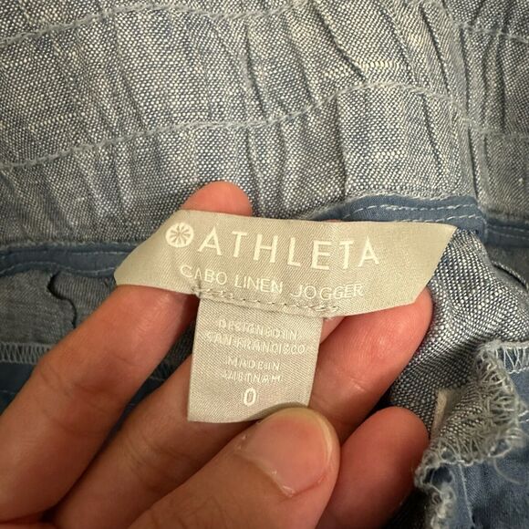 ATHLETA Cabo Linen Joggers Pants in Blue Resort Coastal - Picture 7 of 12